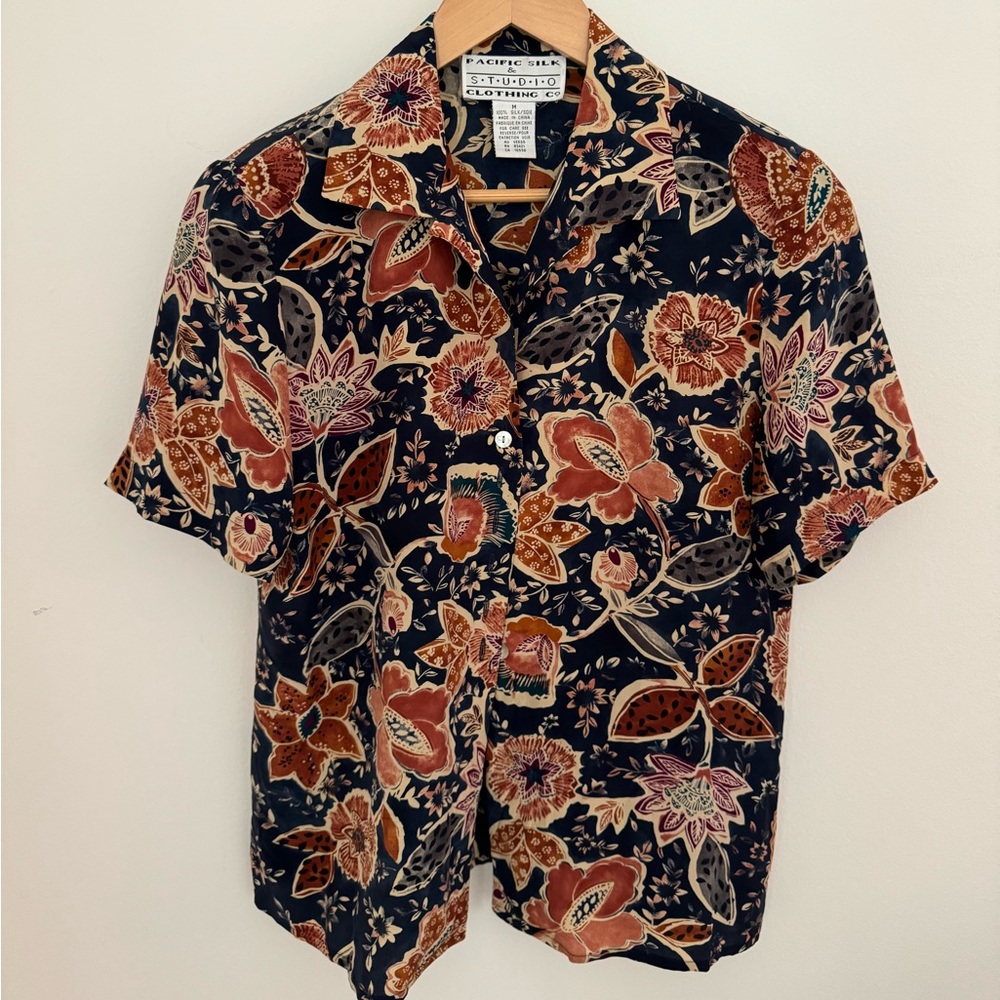 100% Silk Floral Blouse